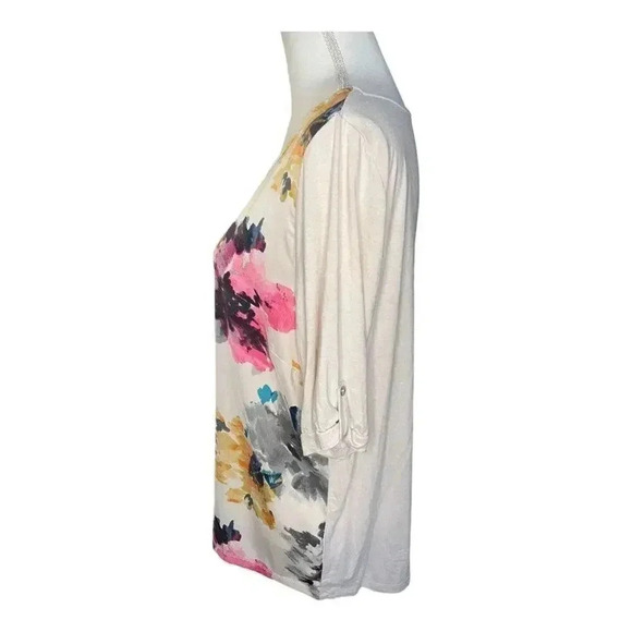 The Limited Women’s XL Cream Floral Silky Elbow Sleeve Top - Picture 2 of 4
